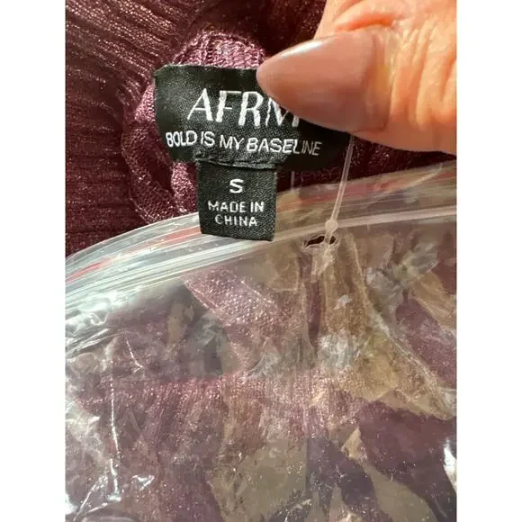 Afrm vilas turtleneck long sleeve semi sheet maxi dress fig purple small - Picture 12 of 13